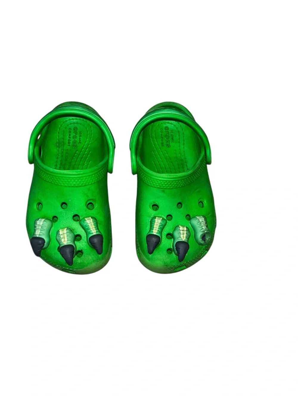 Dinosaur claw Crocs classic clogs shoes green toddler 8 child boy